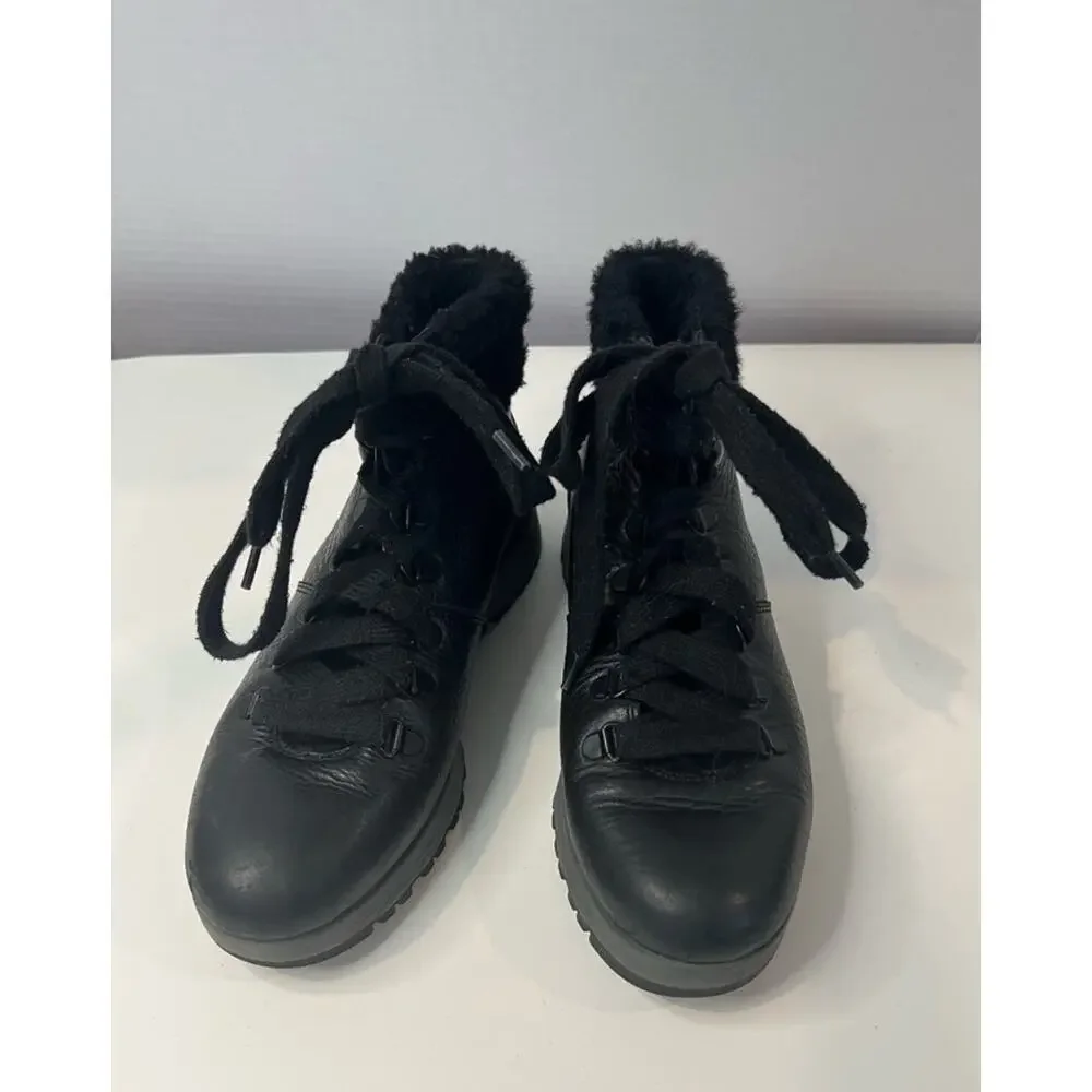 BIONICA WOMEN’s‎  BLACK LEATHER ALL WEATHER SUPPLE LACE UP ANKLE BOOTS 6.5